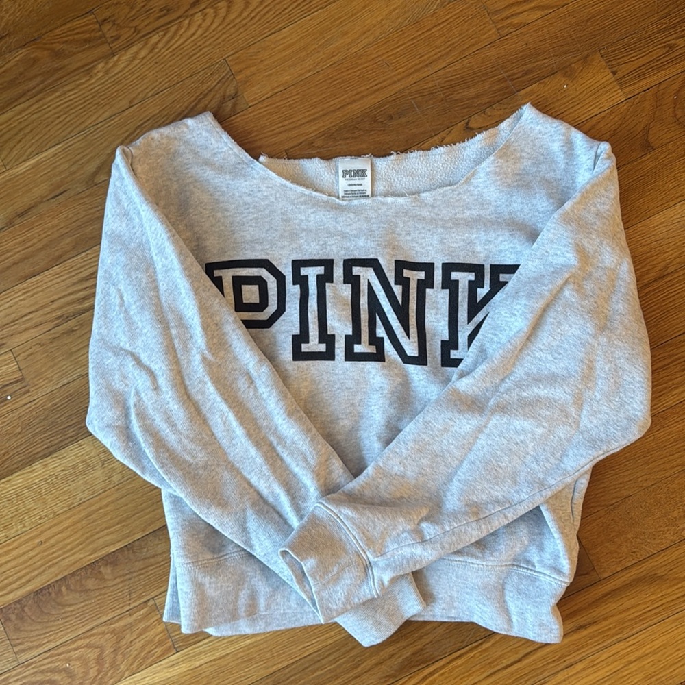 Light grey off the shoulder crop sweater - Picture 2 of 3
